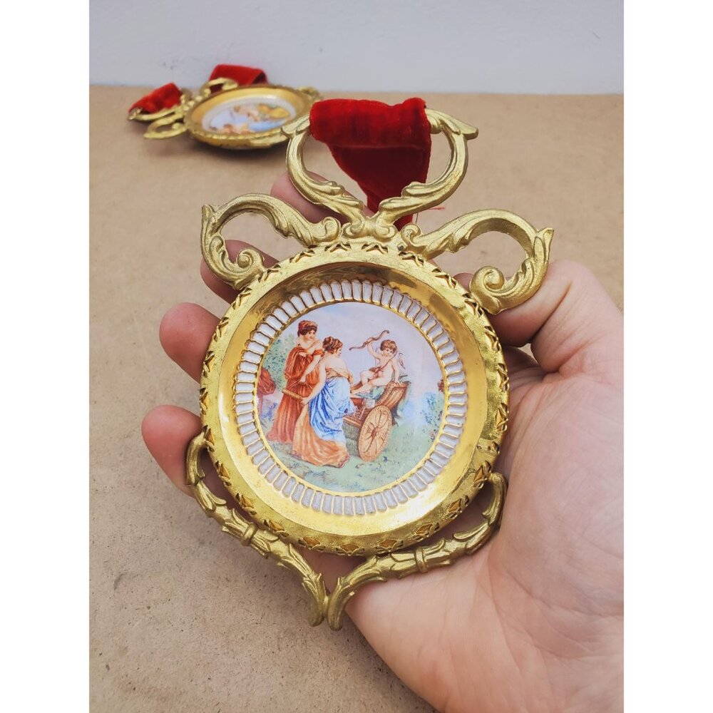 Decorative plates, set of tow handcrafted in Florence, Italian vintage, - Picture 10 of 12